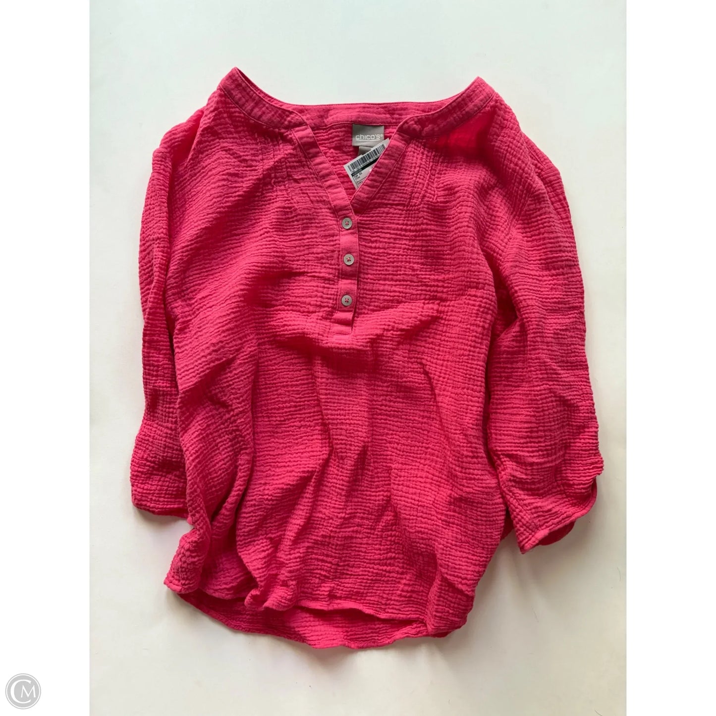Top Short Sleeve By Chicos In Pink, Size: L