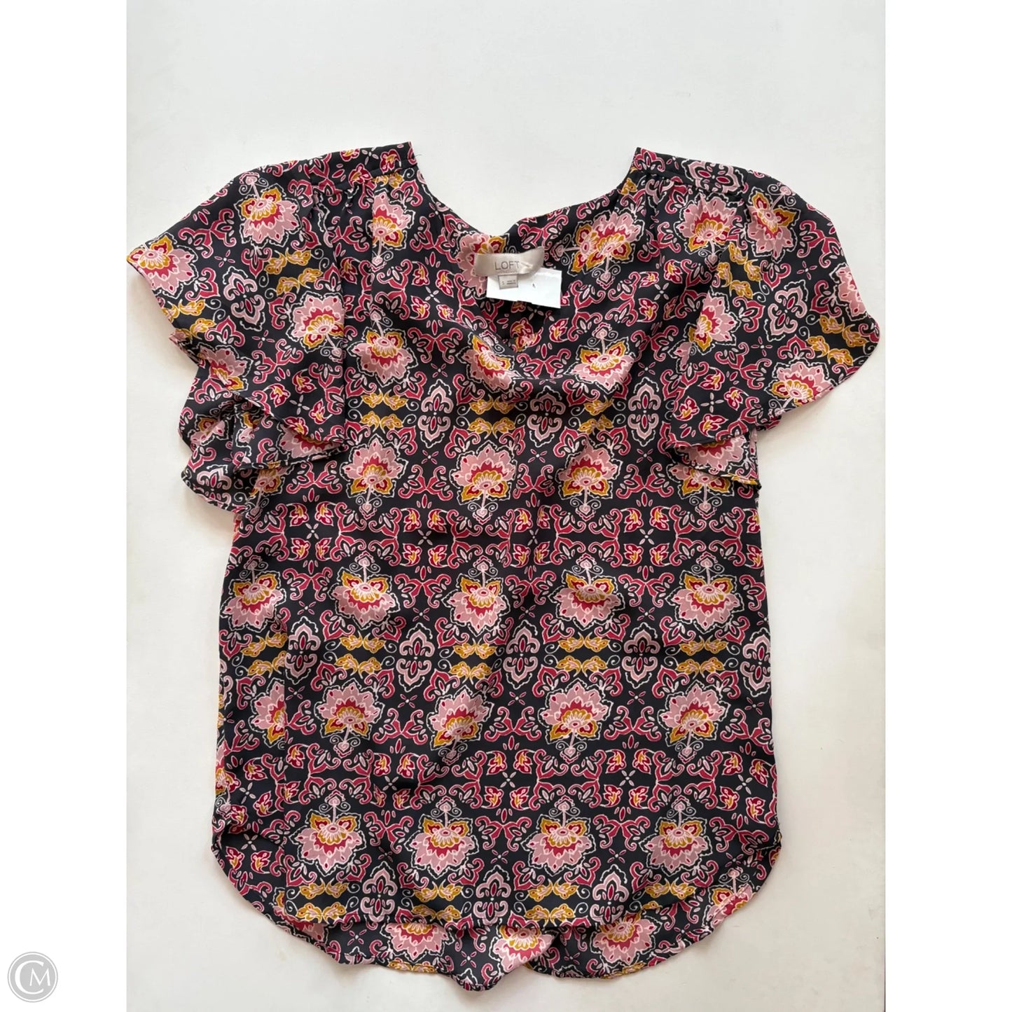 Blouse Short Sleeve By Loft In Floral Print, Size: S