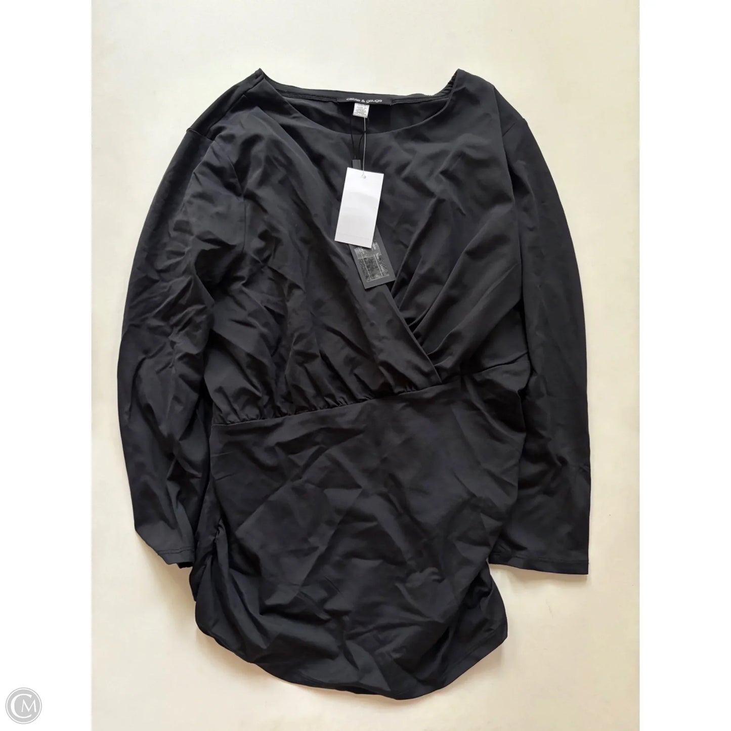 Blouse Long Sleeve By Cable And Gauge In Black, Size: L