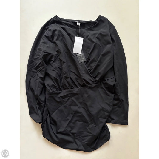 Blouse Long Sleeve By Cable And Gauge In Black, Size: L