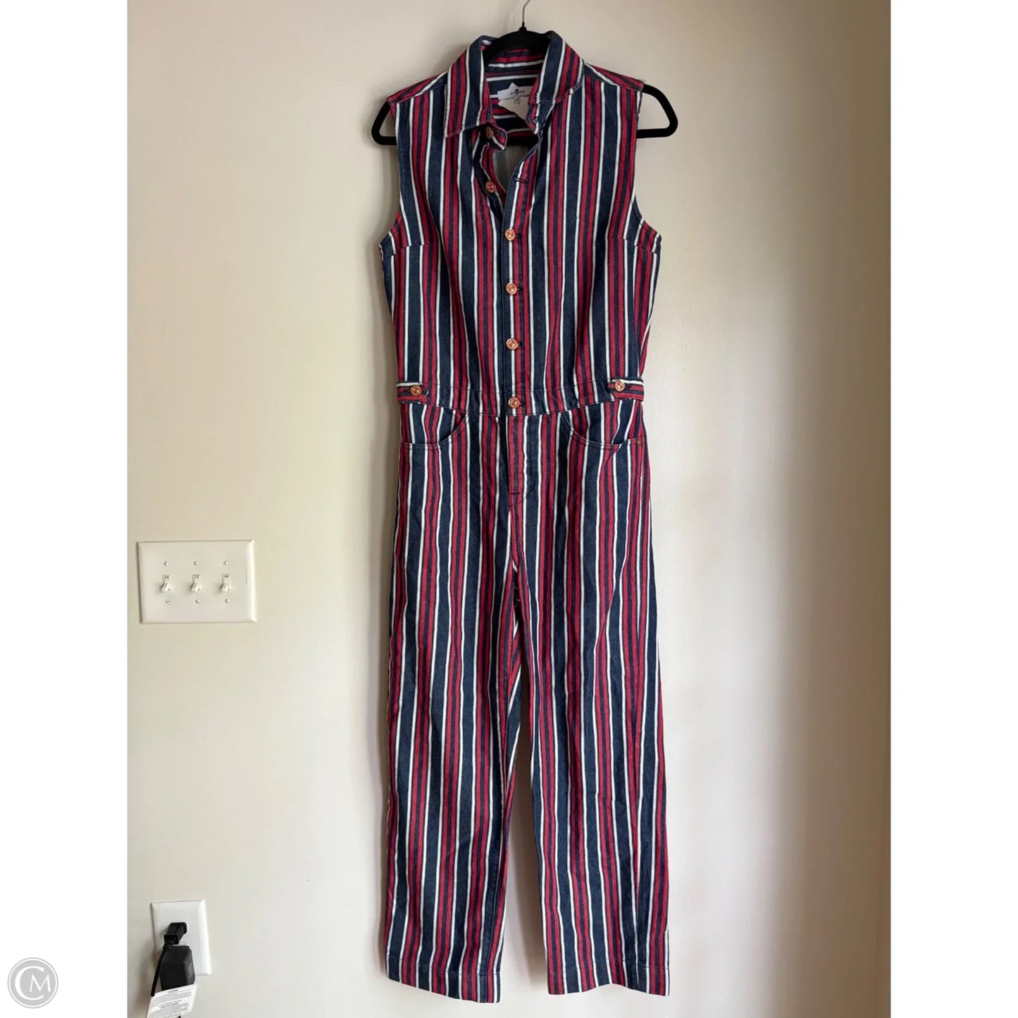 Jumpsuit By 7 For All Mankind In Striped Pattern, Size: Xs