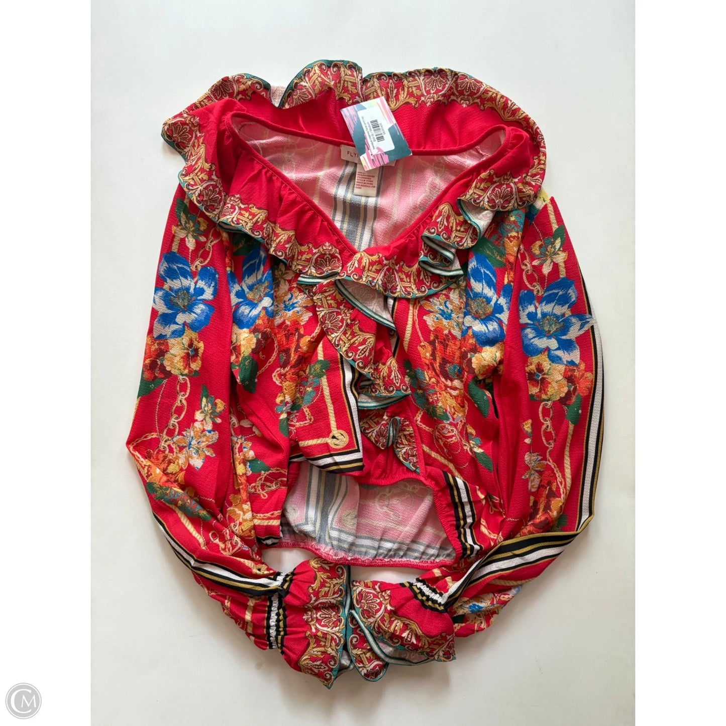 Blouse Long Sleeve By Flying Tomato In Red, Size: M