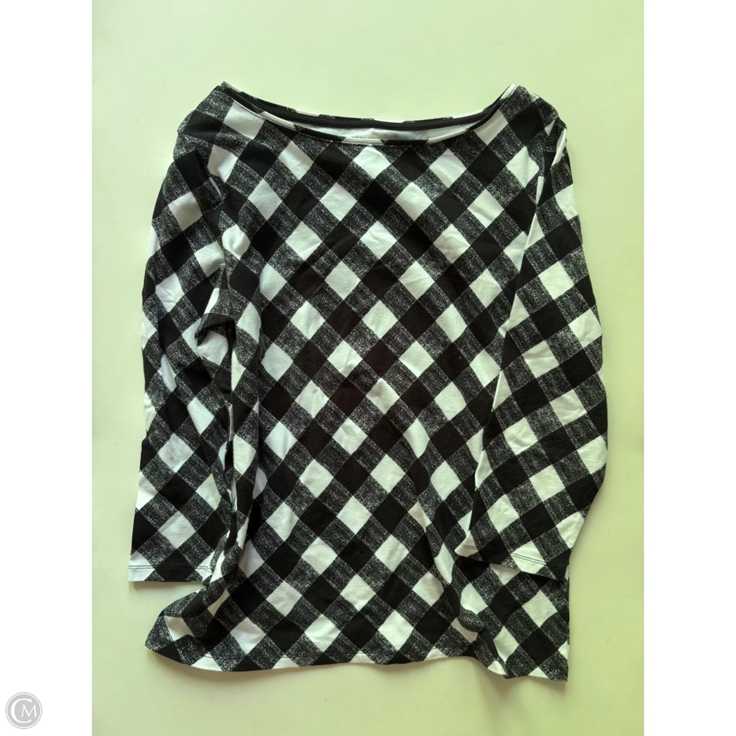 Top Long Sleeve By Talbots In Black & White, Size: L