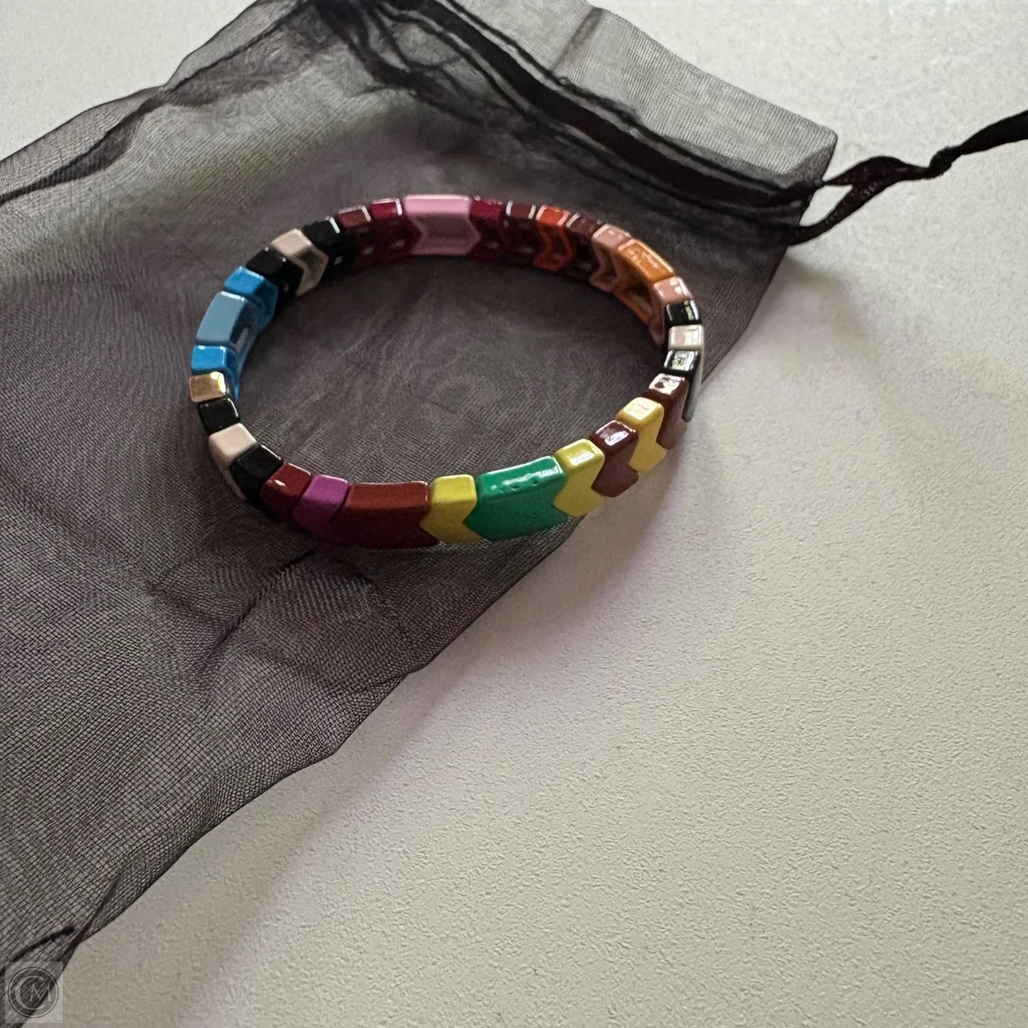 Bracelet Other By Enamel Tile Stretch Bangle Bracelet