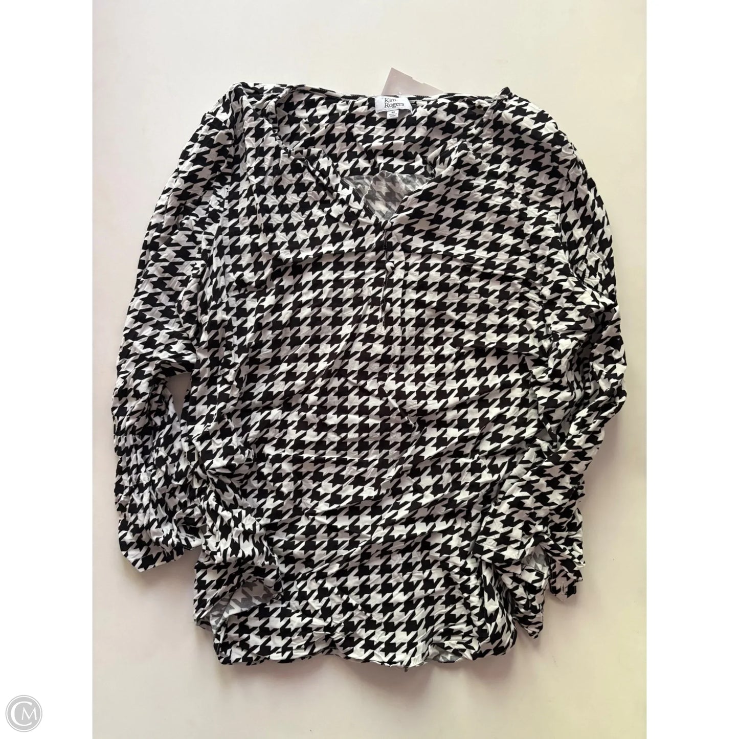Top Long Sleeve By Kim Rogers In Black & White, Size: M