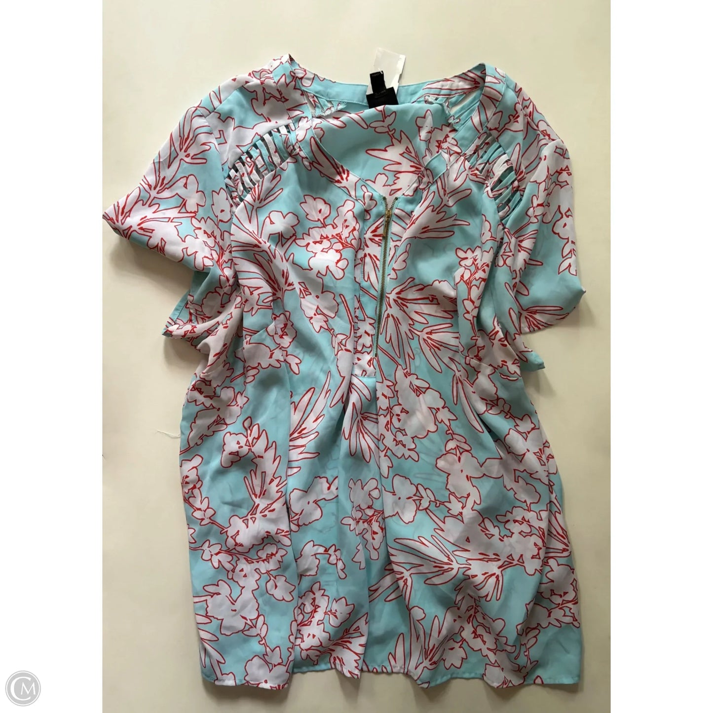 Top Short Sleeve By Worthington In Floral Print, Size: 3x