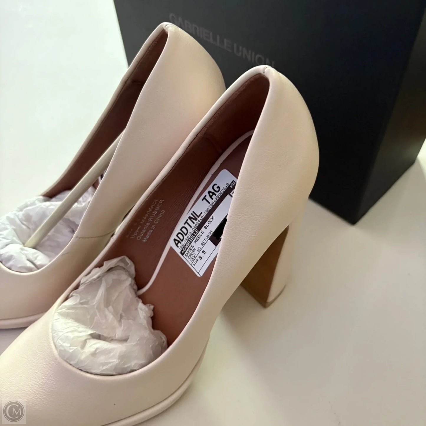 Shoes Heels Block By Gabrielle In Cream, Size: 8.5