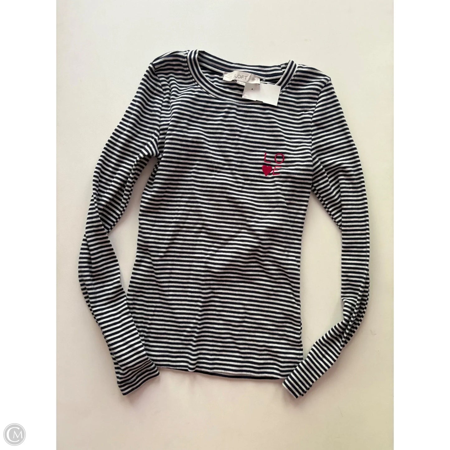 Top Long Sleeve By Loft In Striped Pattern, Size: Xs