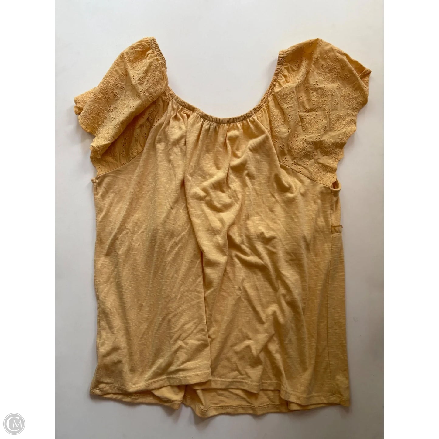 Top Short Sleeve By True Craft In Yellow, Size: 1x