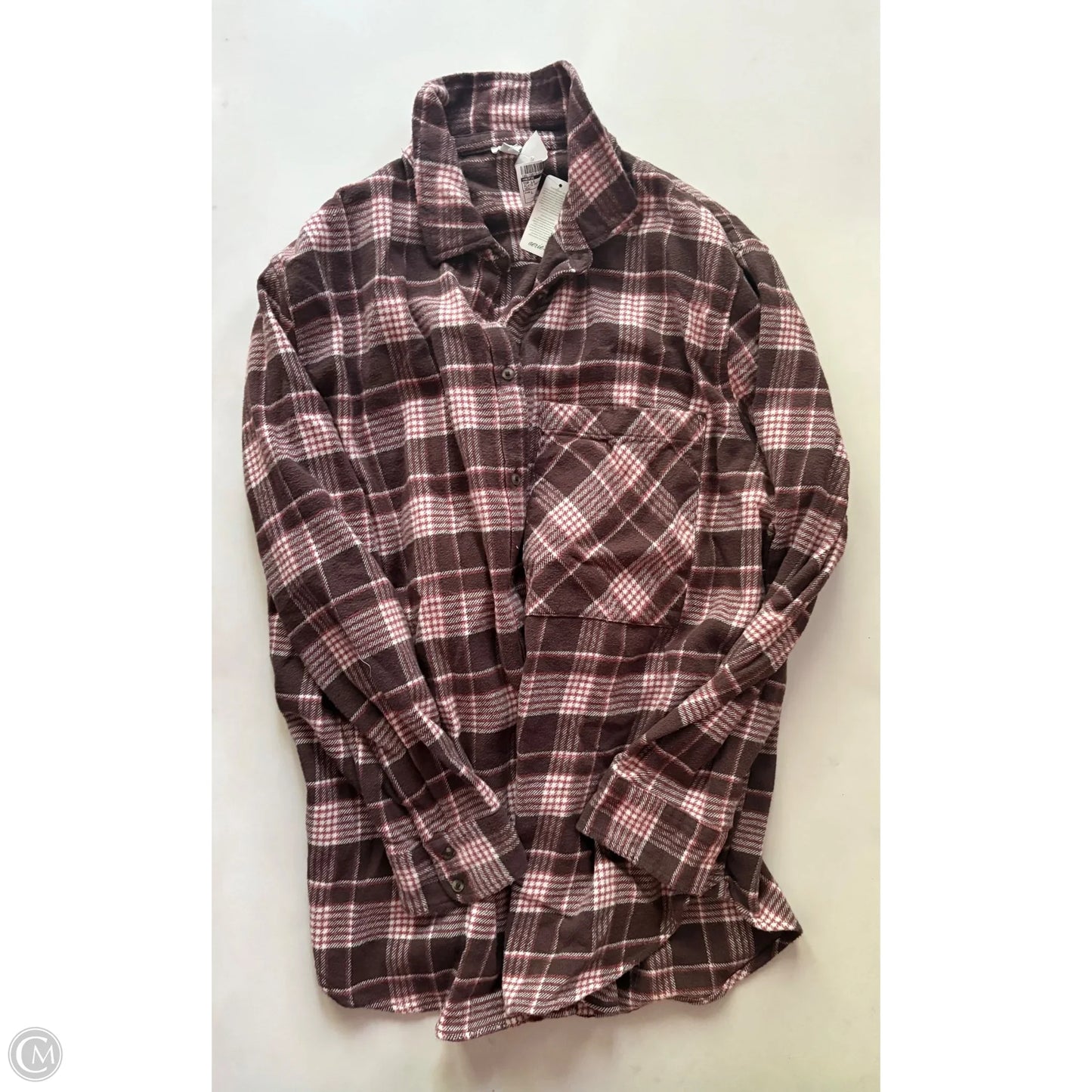 Top Long Sleeve By Aerie In Plaid Pattern, Size: L