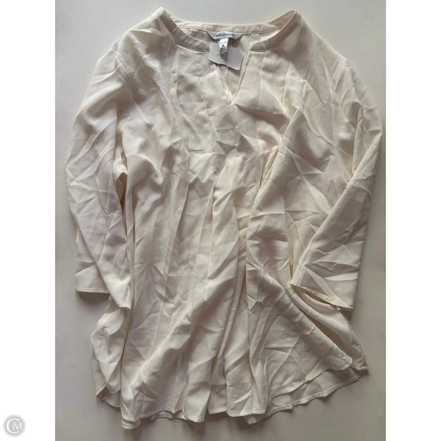 Blouse Long Sleeve By Croft And Barrow In Cream, Size: 1x