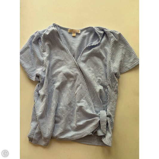 Top Short Sleeve Designer By Michael Kors In Striped Pattern, Size: L