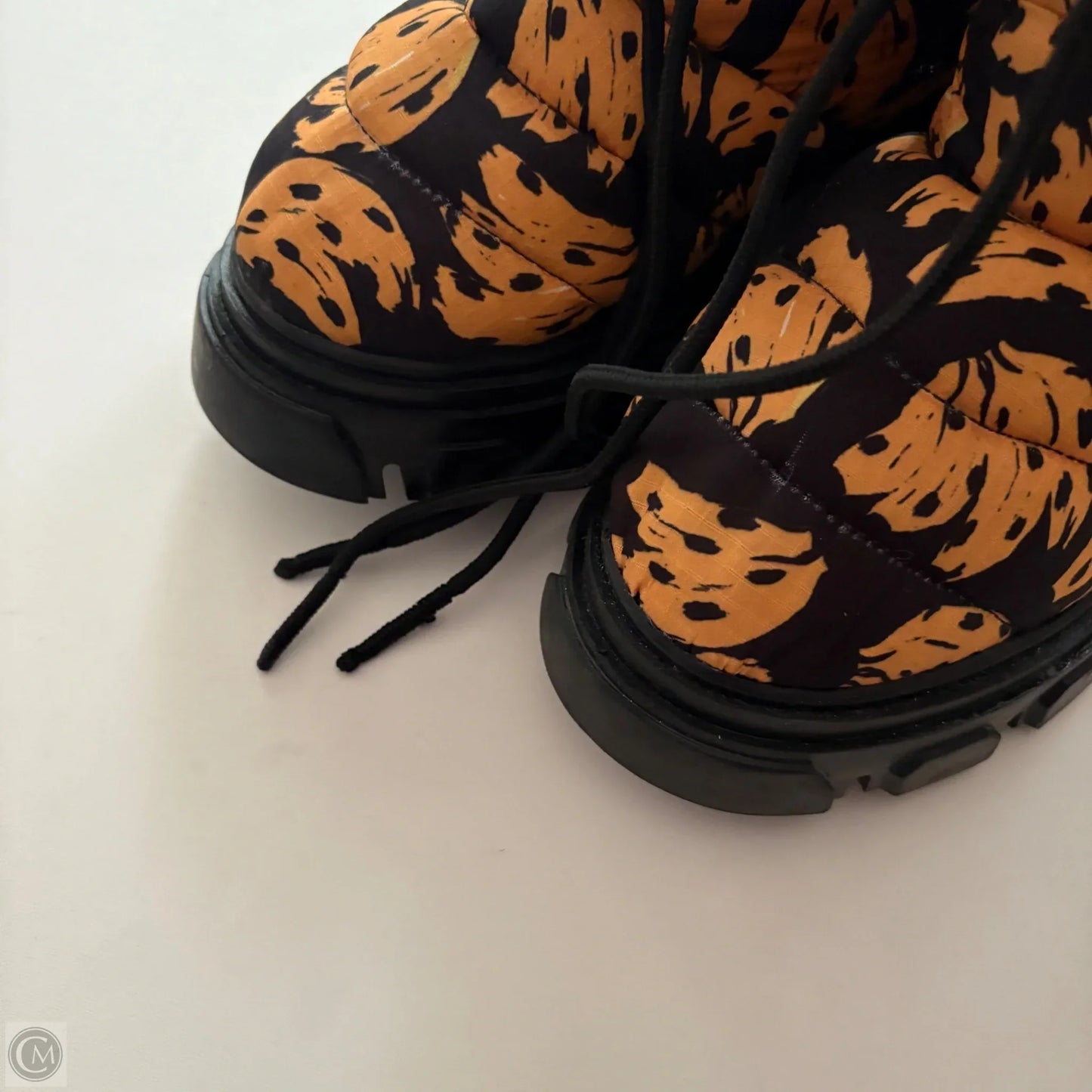 Boots Ankle Flats By Farm Rio In Black & Yellow, Size: 7