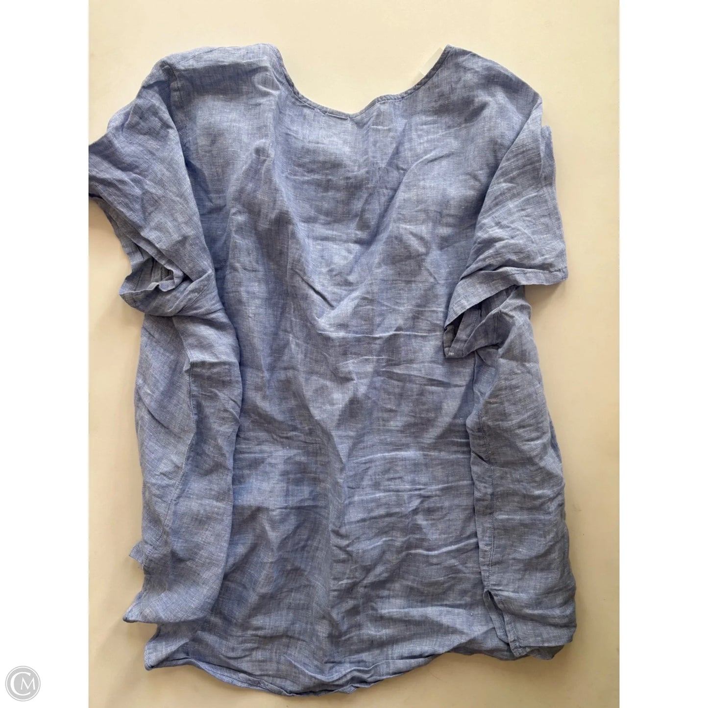 Top Short Sleeve By Tahari By Arthur Levine In Blue, Size: 2x