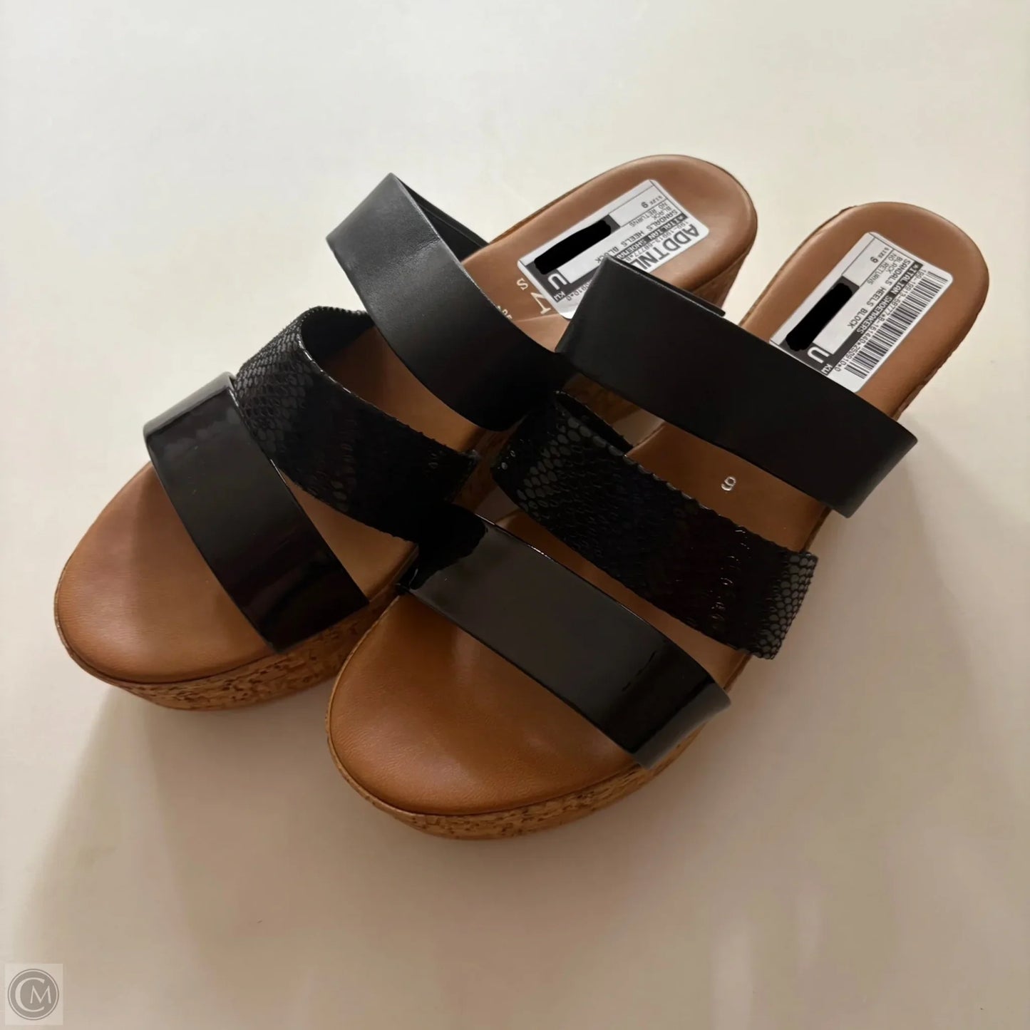 Sandals Heels Block By Italian Shoemakers In Black, Size: 9