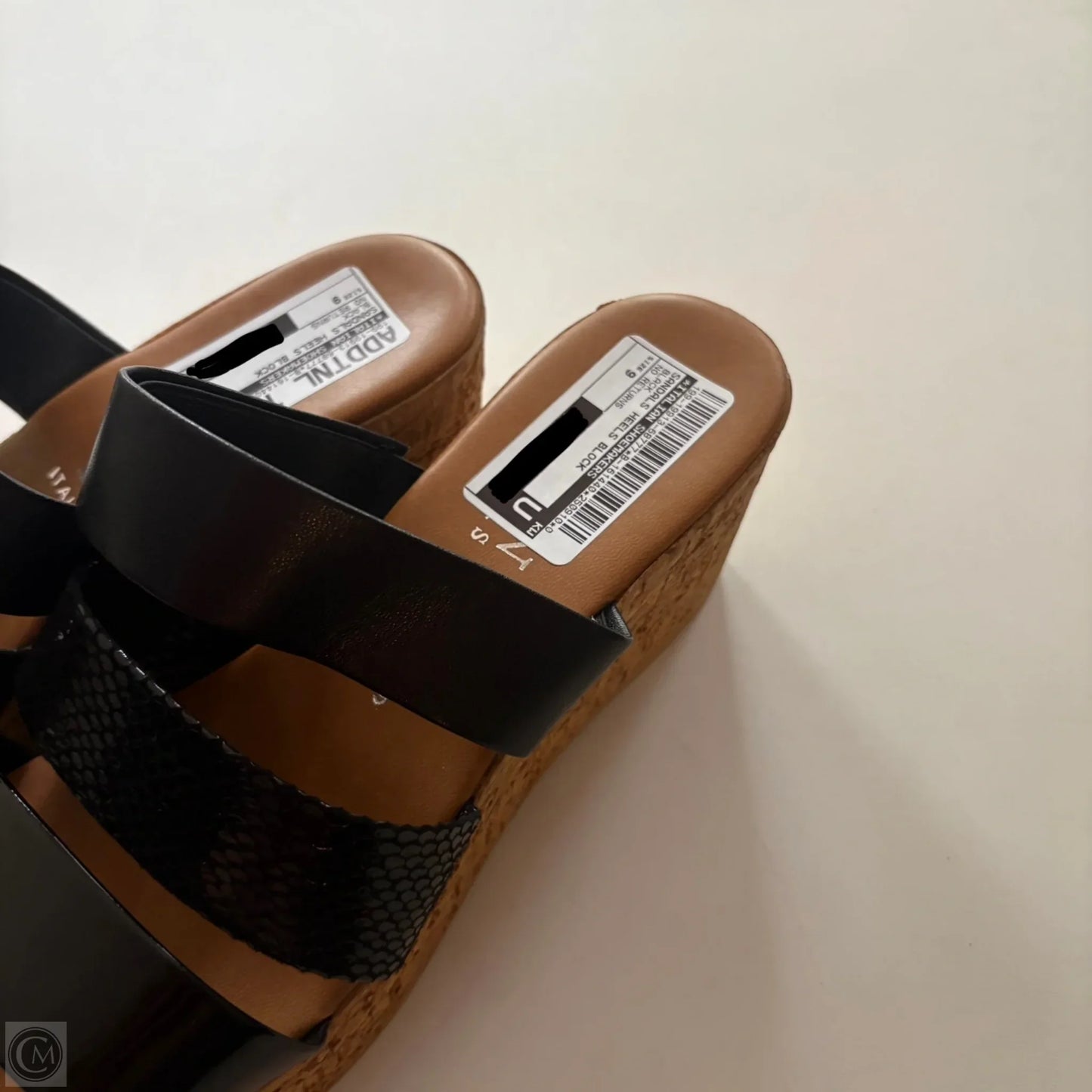 Sandals Heels Block By Italian Shoemakers In Black, Size: 9