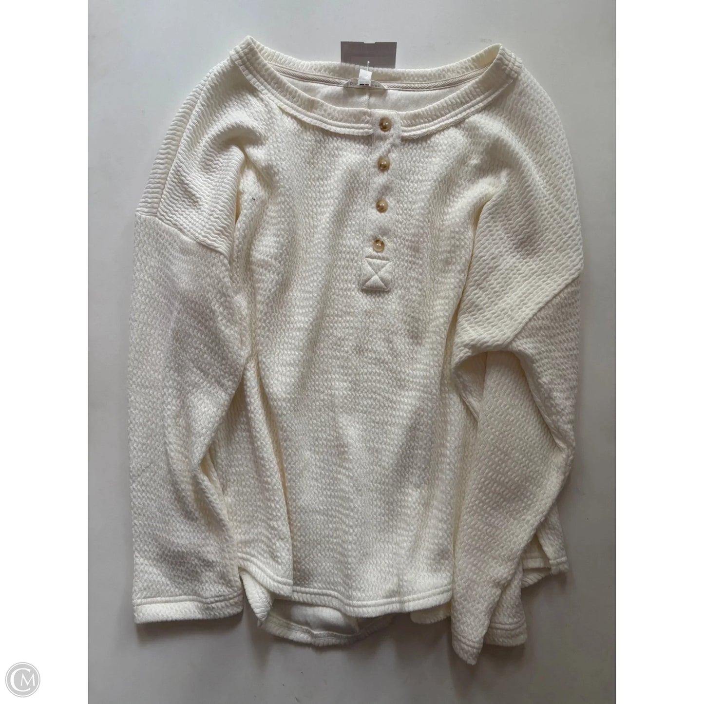 Top Long Sleeve By Blu Pepper In Cream, Size: L