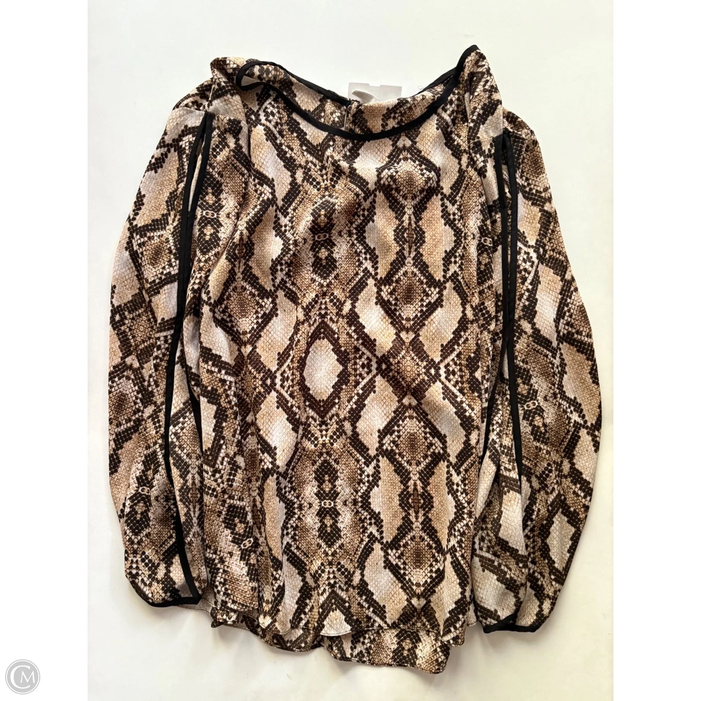 Blouse Long Sleeve By Cato In Animal Print, Size: Xl