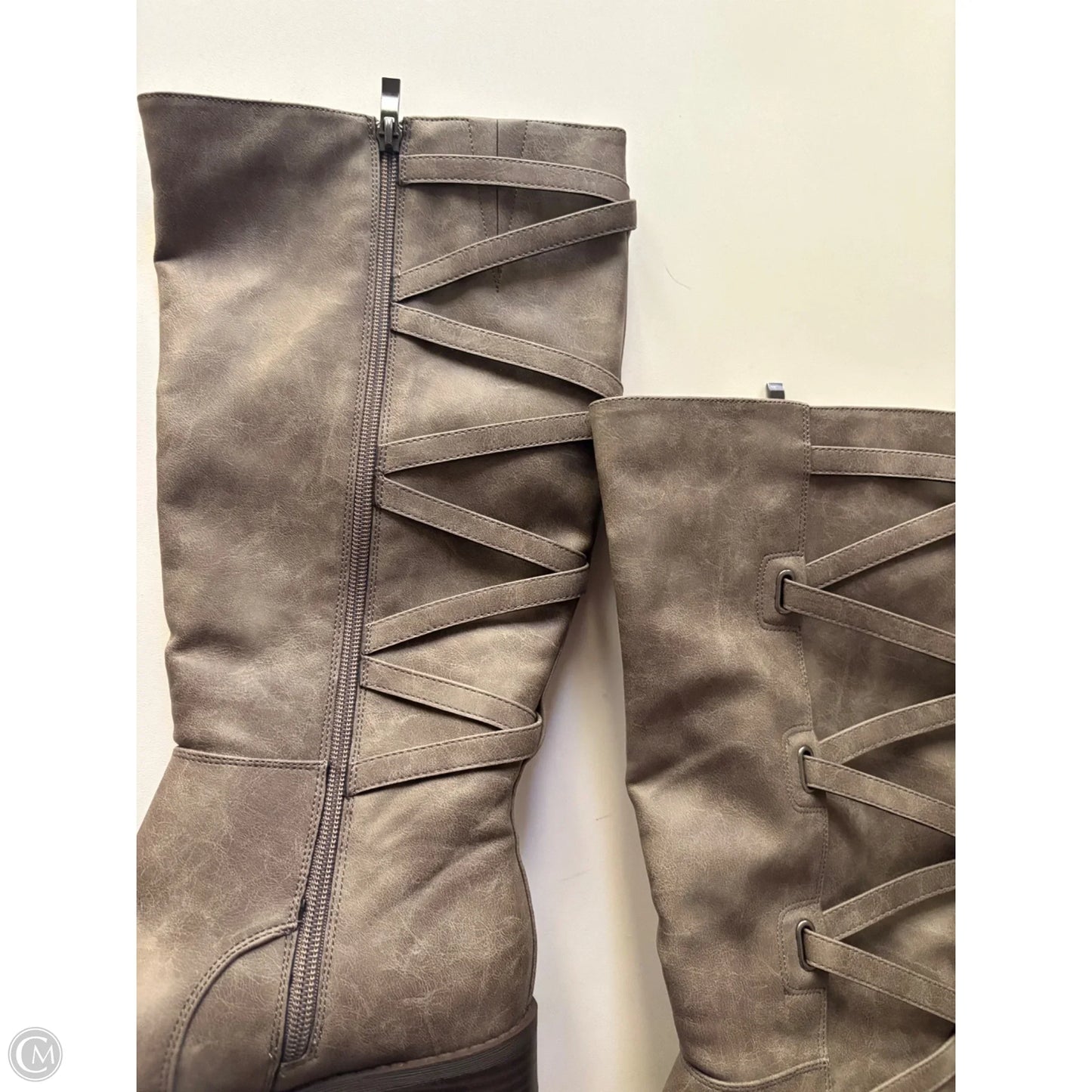 Boots Knee Heels By Cato In Brown, Size: 8