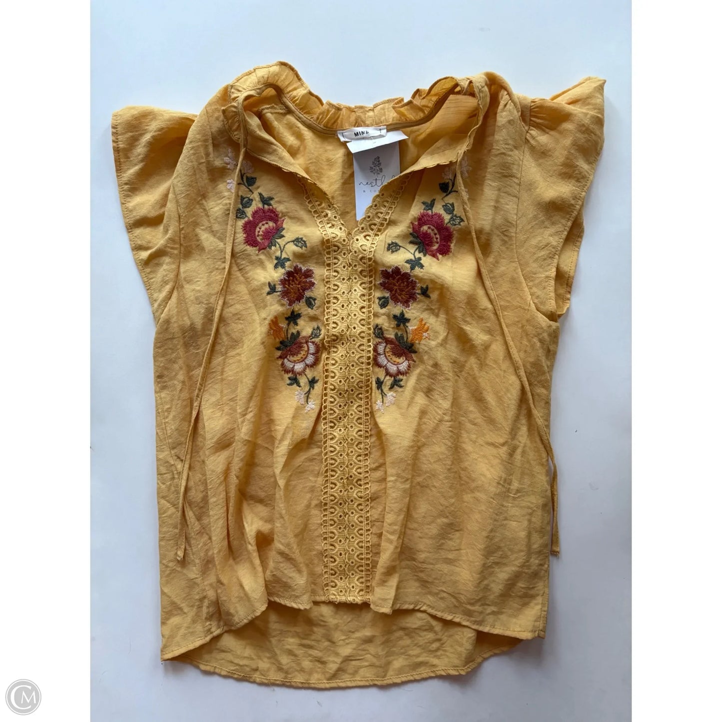 Top Short Sleeve By Mine In Yellow, Size: L