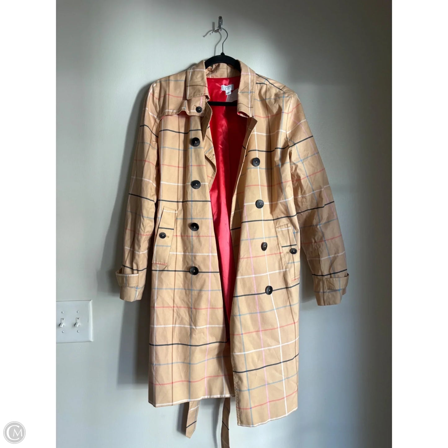 Coat Raincoat By Crown And Ivy In Plaid Pattern, Size: M