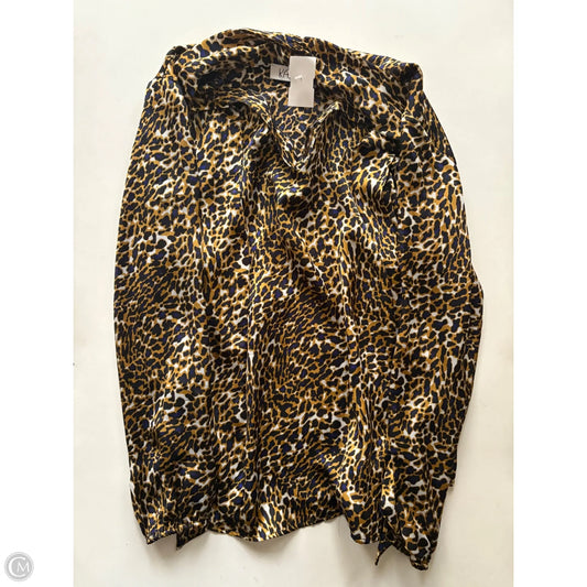 Blouse Long Sleeve By Kasper In Animal Print, Size: 1x