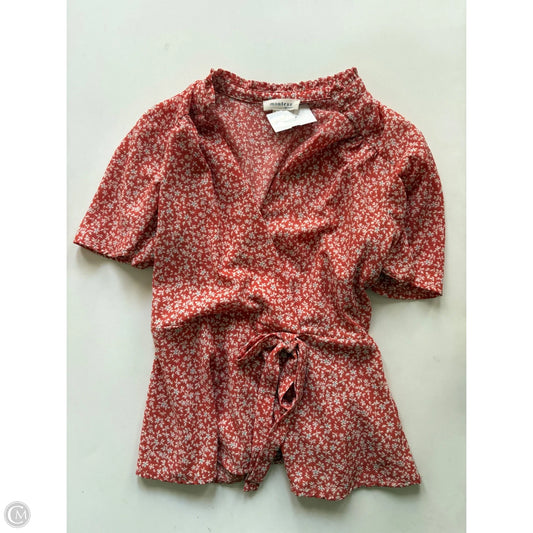 Blouse Short Sleeve By Monteau In Orange, Size: M