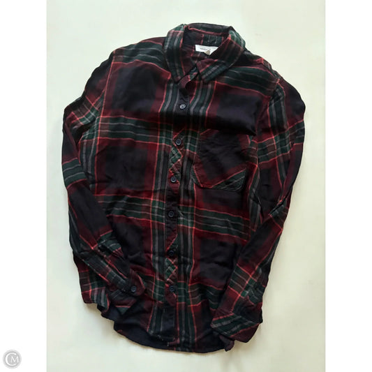Top Long Sleeve By Beachlunchlounge In Plaid Pattern, Size: S