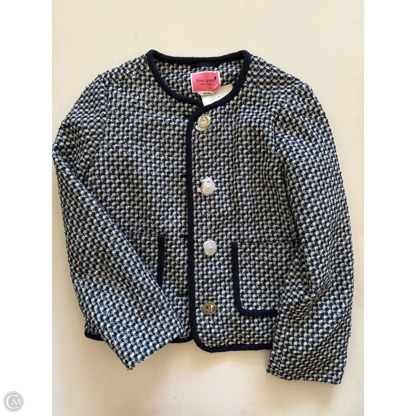 Blazer Designer By Kate Spade In Blue, Size: Xs