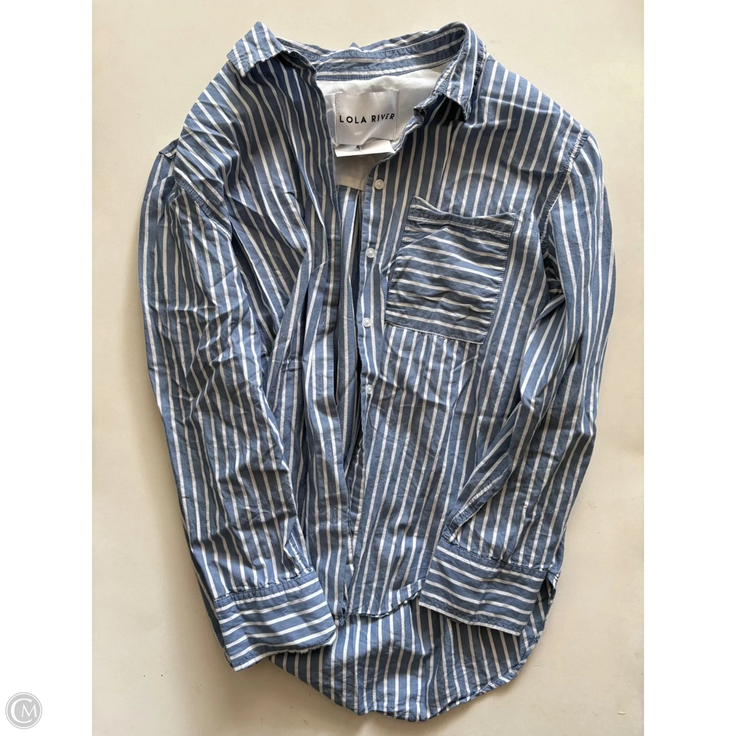 Top Long Sleeve By Lola River In Striped Pattern, Size: M