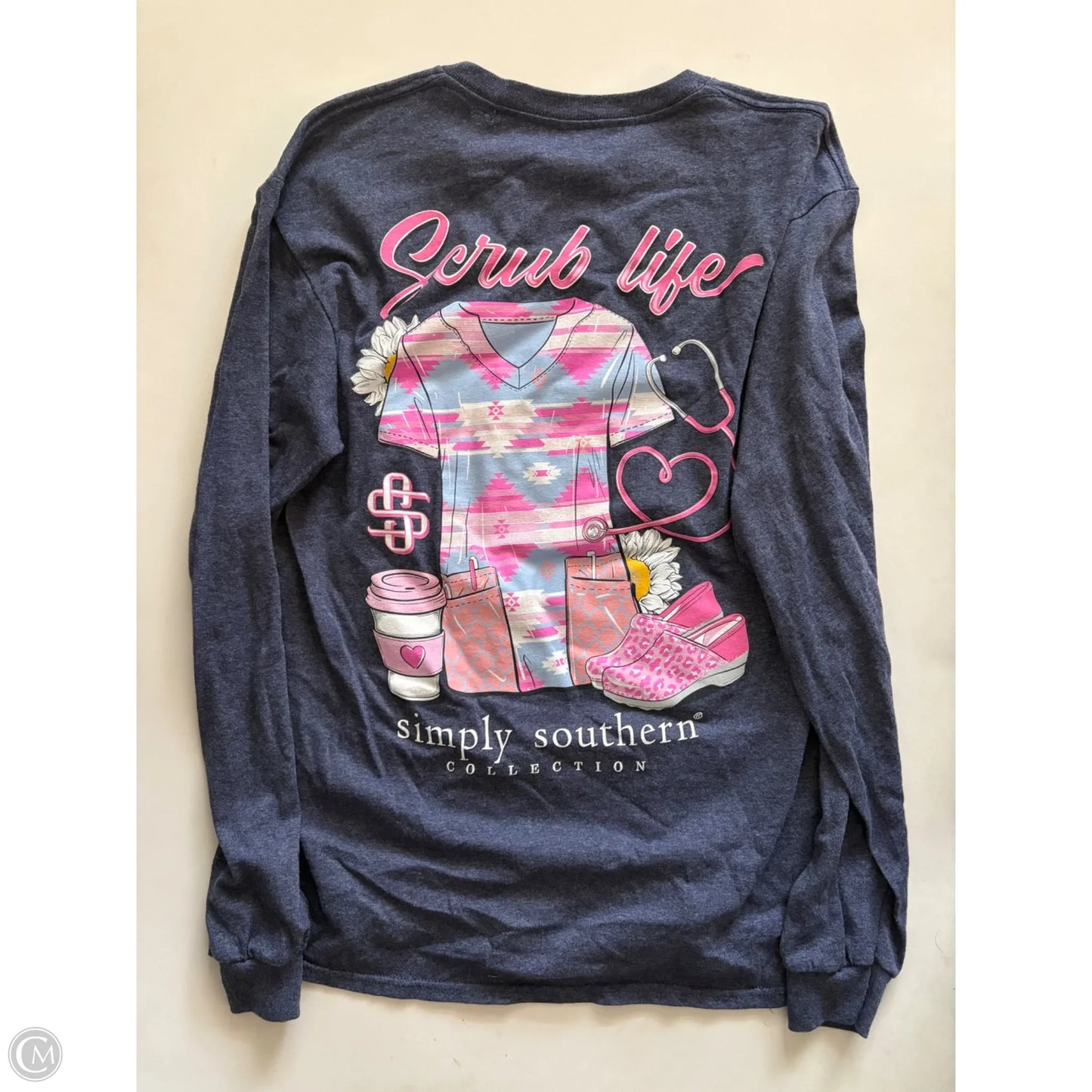 Top Long Sleeve By Simply Southern In Navy, Size: M