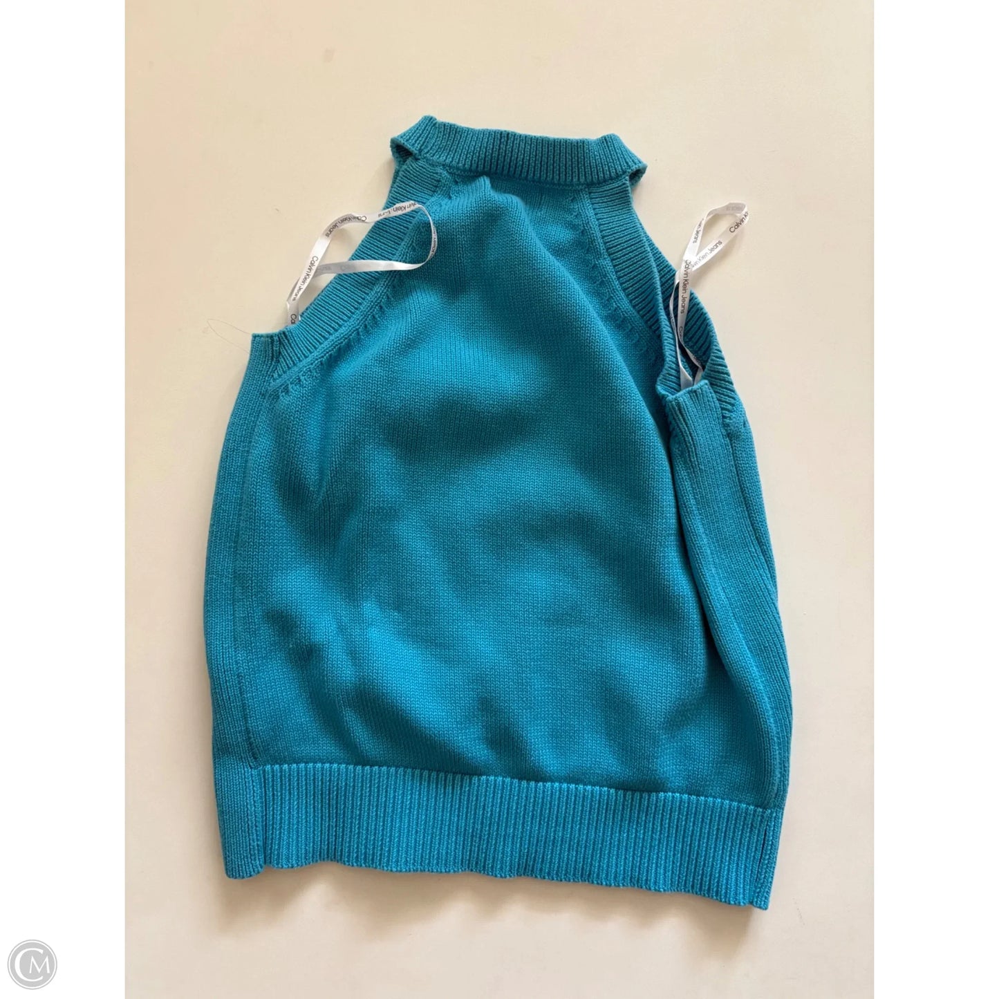 Sweater Short Sleeve By Calvin Klein In Blue, Size: M