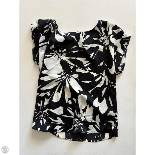 Blouse Short Sleeve By Nine West Apparel In Black & Cream, Size: Xs