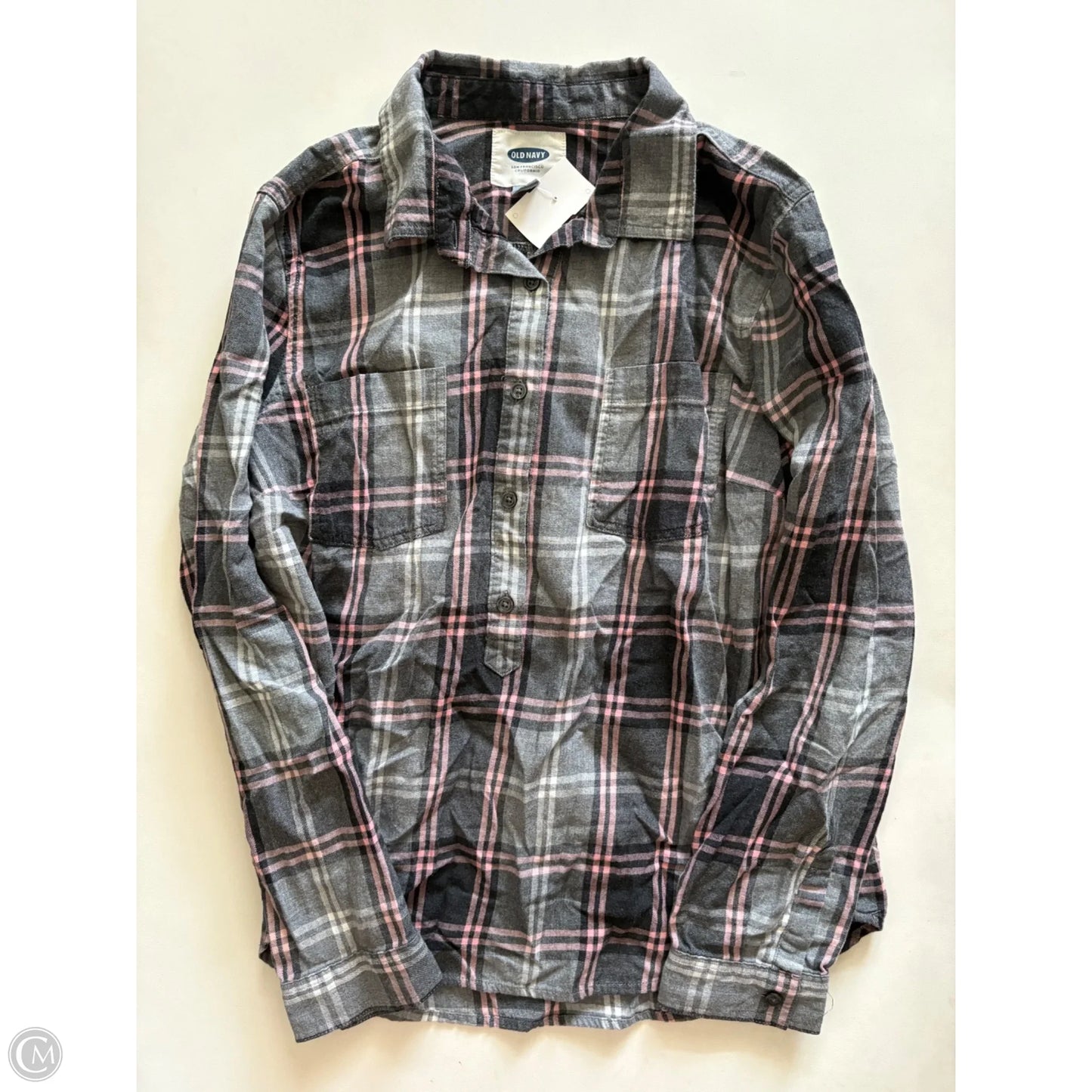 Top Long Sleeve By Old Navy In Plaid Pattern, Size: L