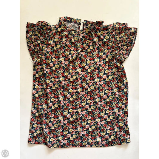 Top Short Sleeve By Adrianna Papell In Floral Print, Size: M