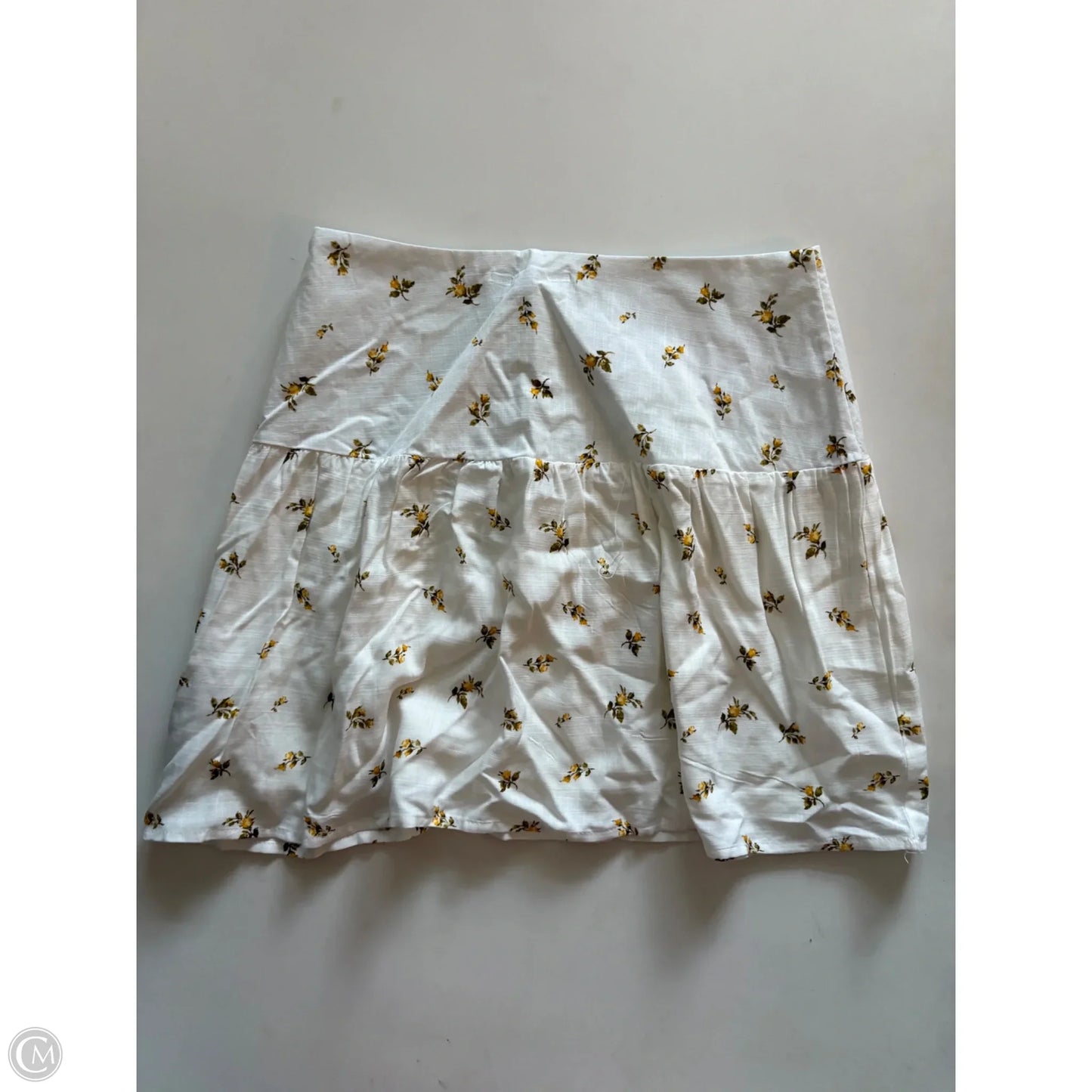 Skirt Set 2pc By Paper Crane In White & Yellow, Size: L