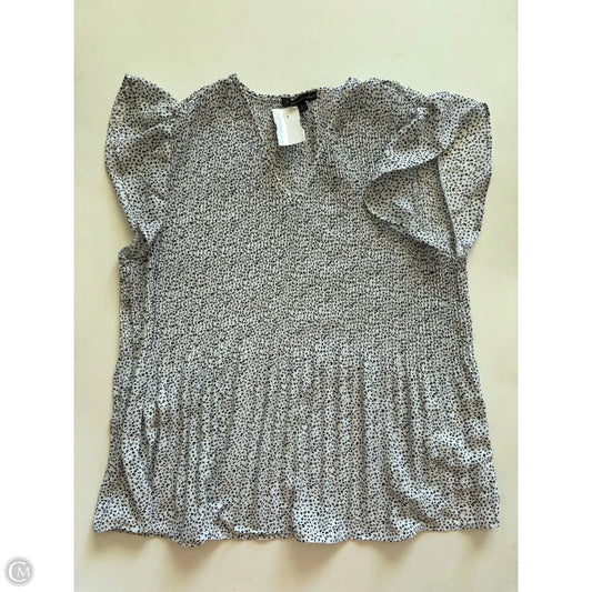 Blouse Short Sleeve By Adrianna Papell In Black & White, Size: S