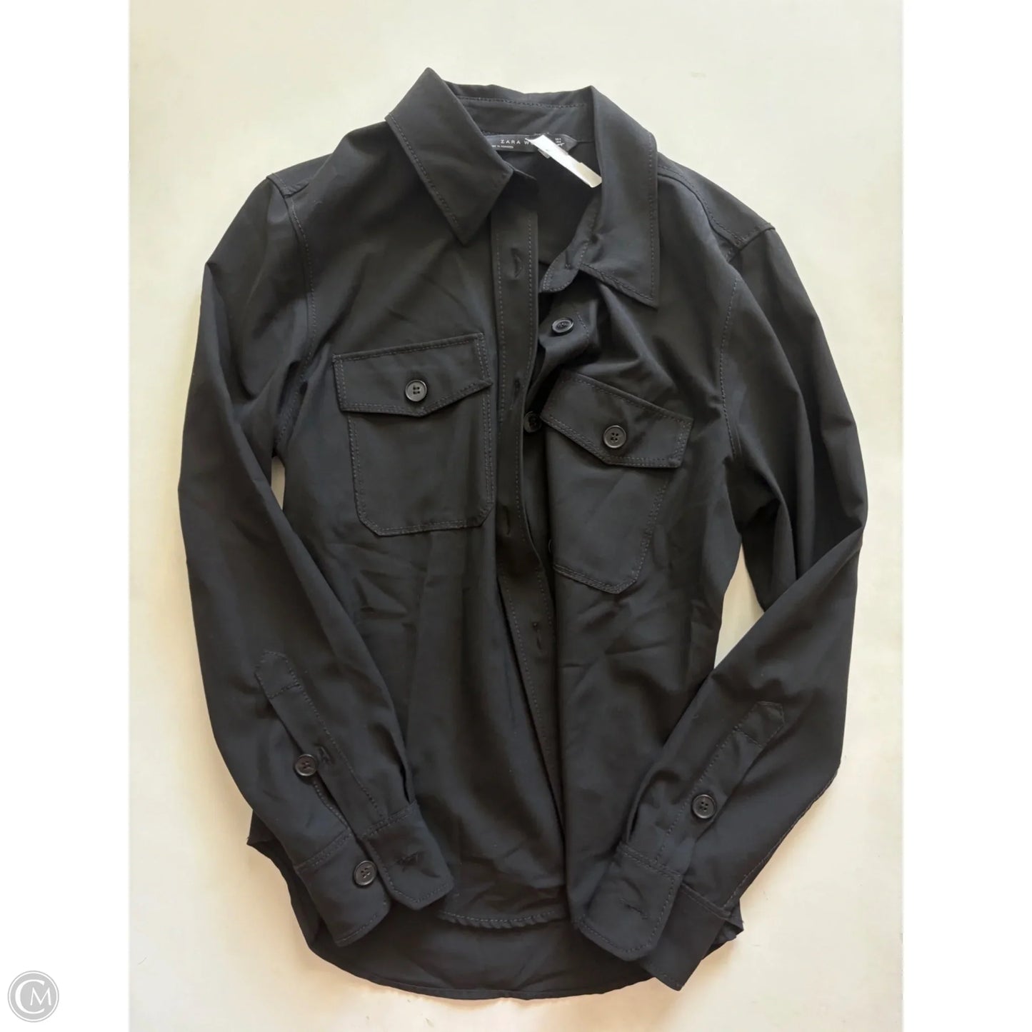 Top Long Sleeve By Zara Women In Black, Size: M