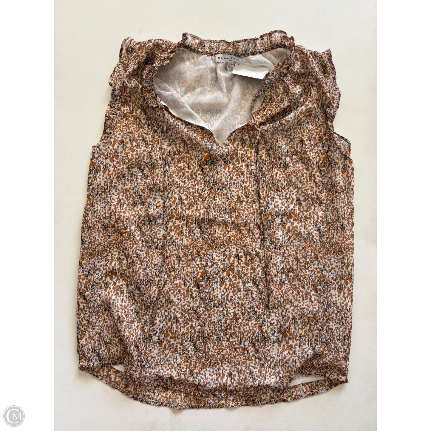 Blouse Sleeveless By Maison Damelie In Brown, Size: Xs