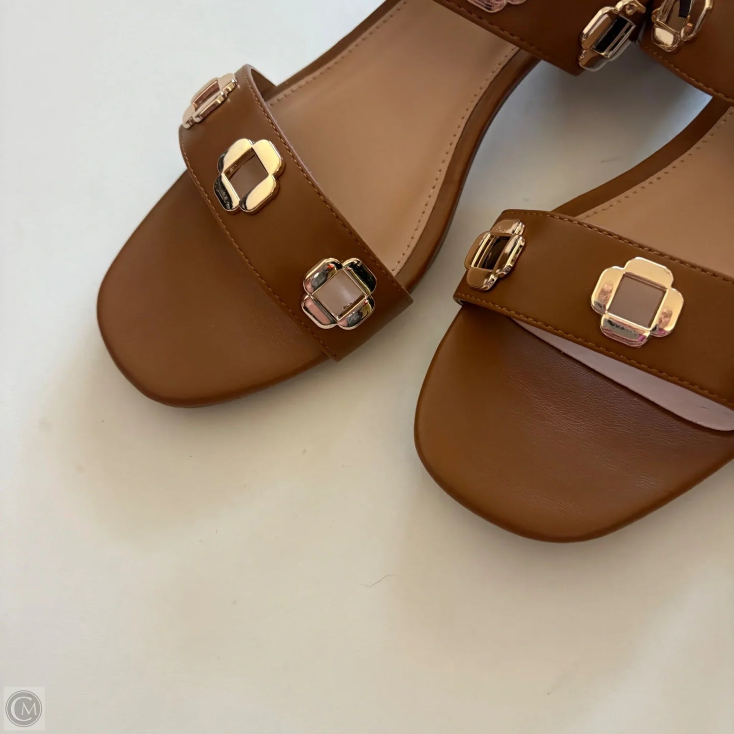 Sandals Heels Block By Just Fab In Brown, Size: 8.5