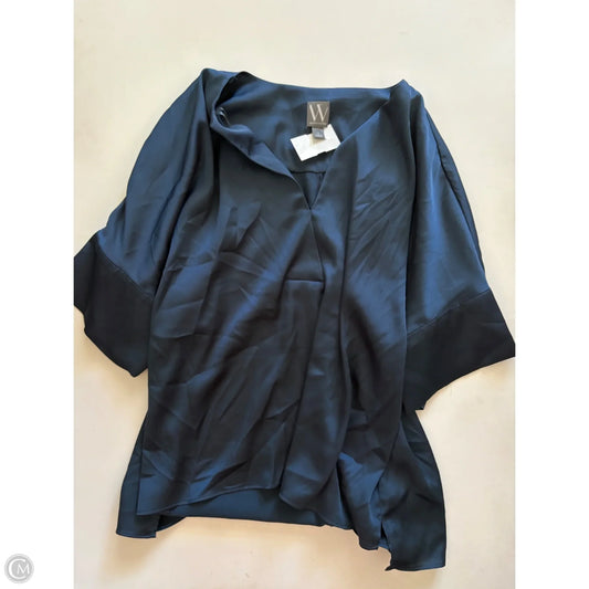 Blouse Short Sleeve By Worthington In Navy, Size: L