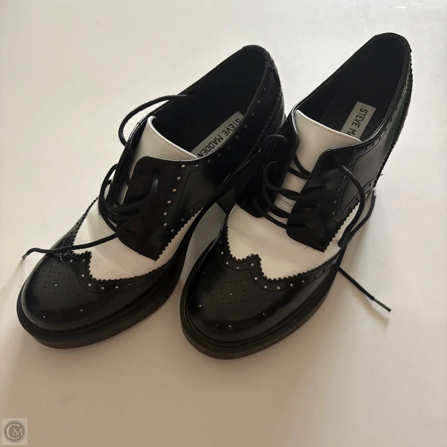 Shoes Heels Block By Steve Madden In Black & White, Size: 9