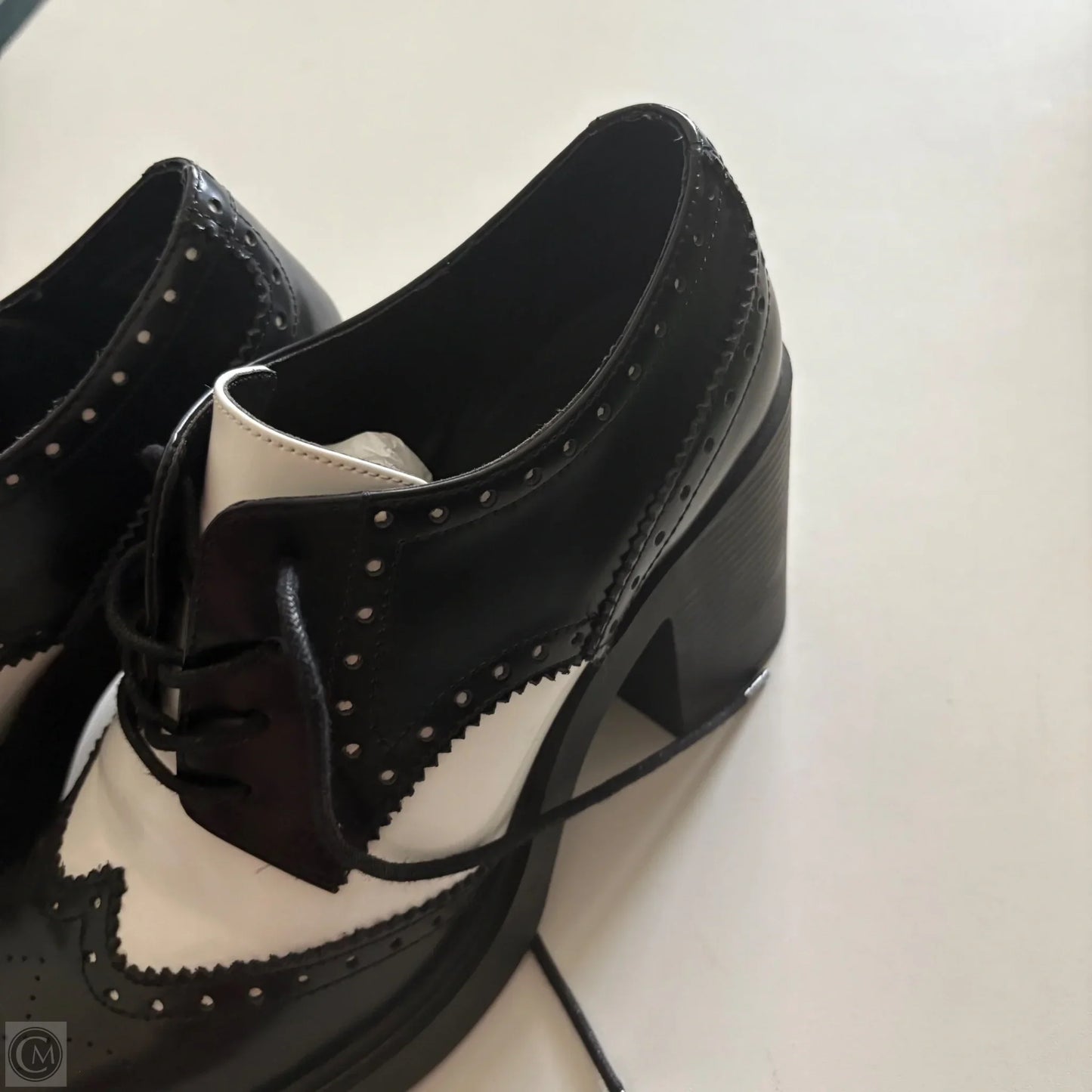 Shoes Heels Block By Steve Madden In Black & White, Size: 9