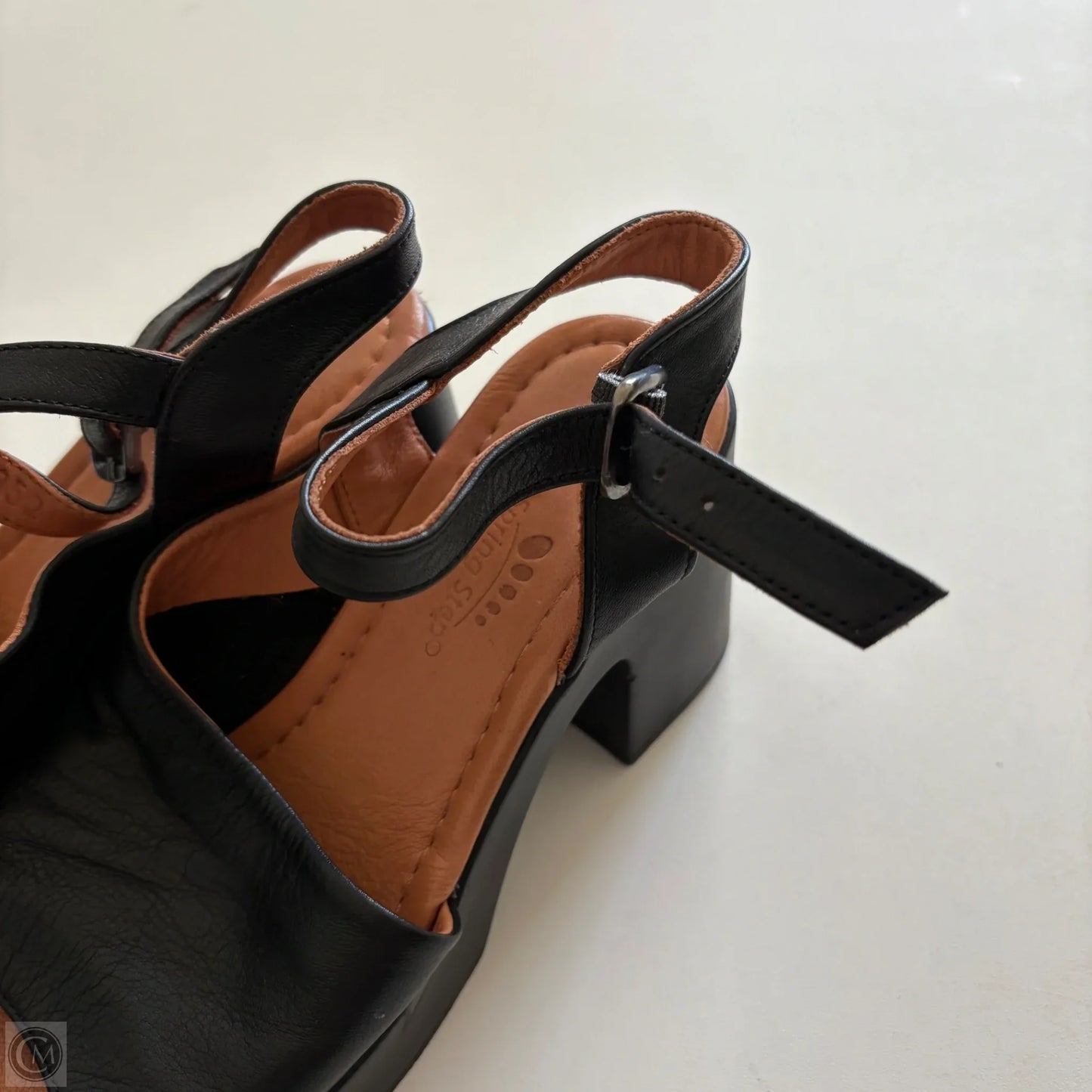 Sandals Heels Block By Spring Step In Black, Size: 5.5