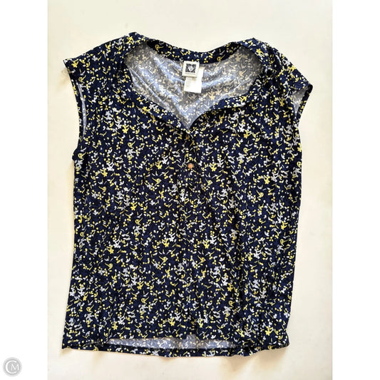 Blouse Short Sleeve By Anne Klein In Navy, Size: L