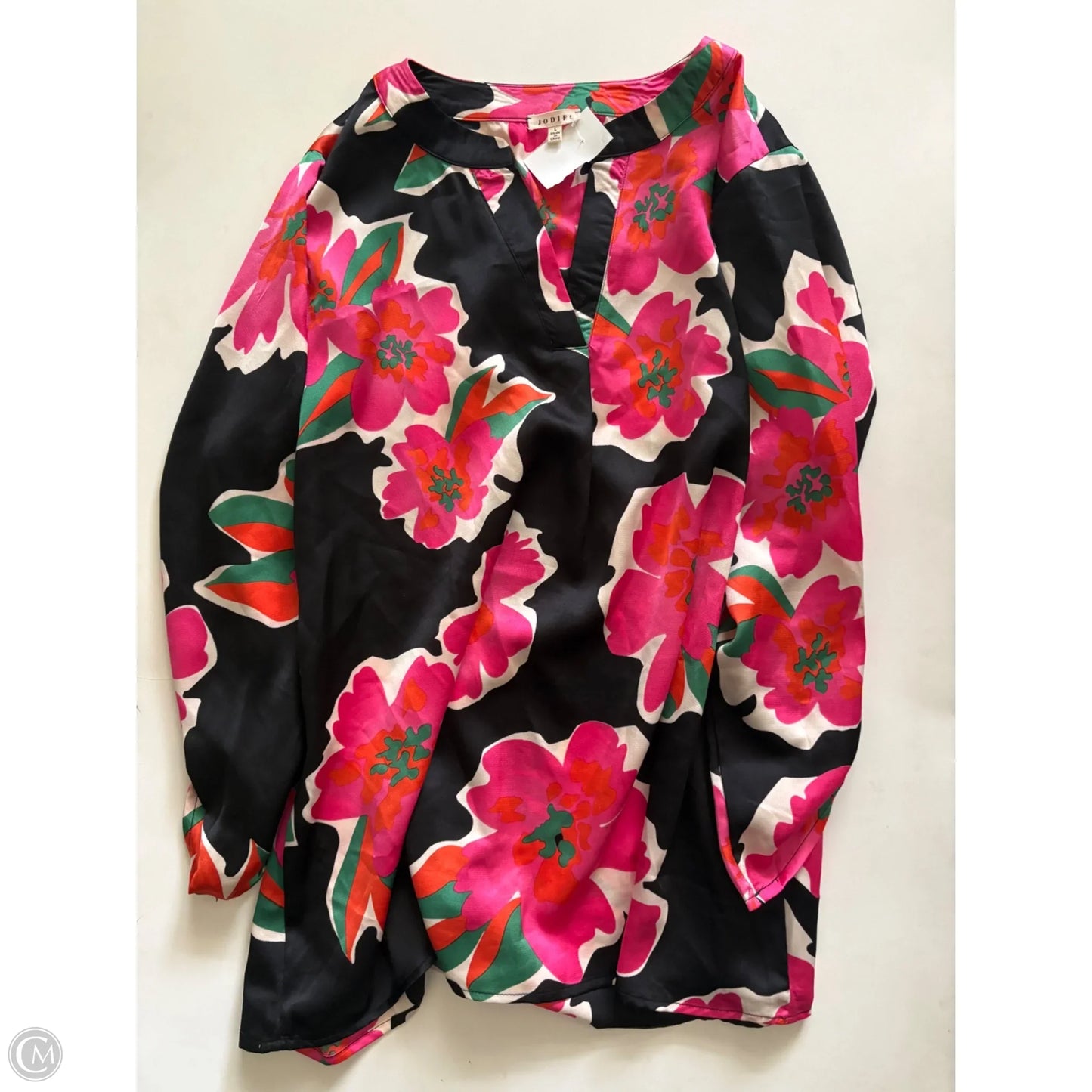 Blouse Long Sleeve By Jodifl In Floral Print, Size: L