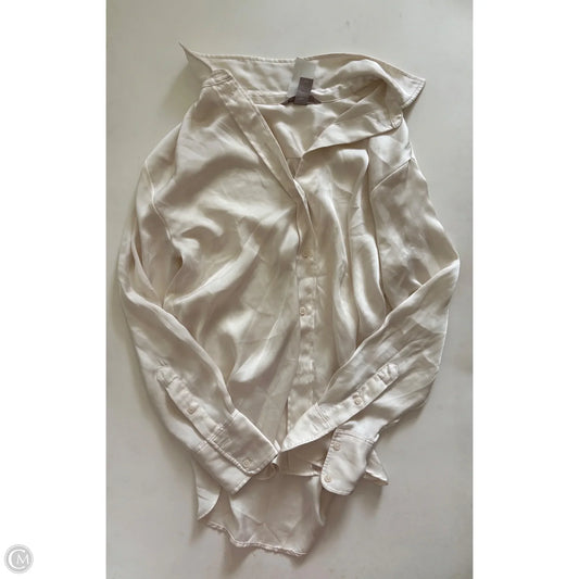 Blouse Long Sleeve By H&m In Cream, Size: S
