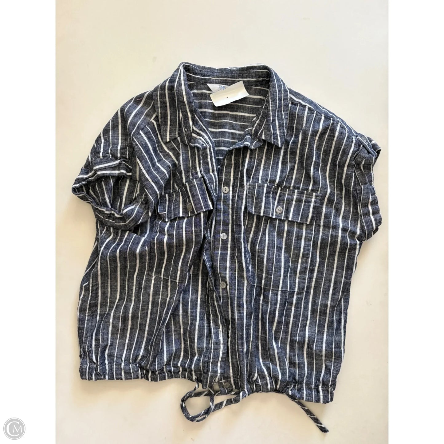 Top Short Sleeve By Time And Tru In Striped Pattern, Size: M
