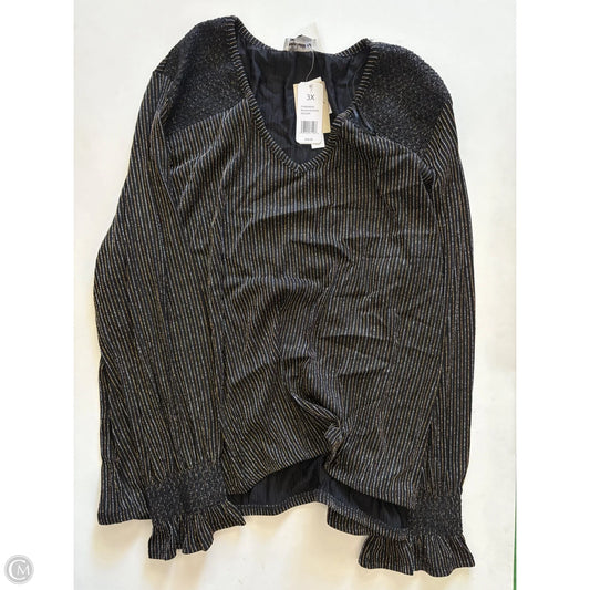 Blouse Long Sleeve By Carmen By Carmen Marc Valvo In Black, Size: 3x