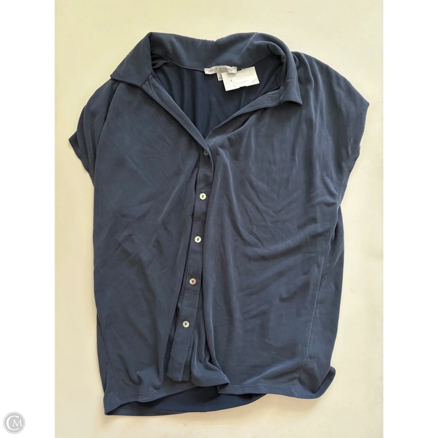 Blouse Short Sleeve By Green Envelope In Blue, Size: Xl